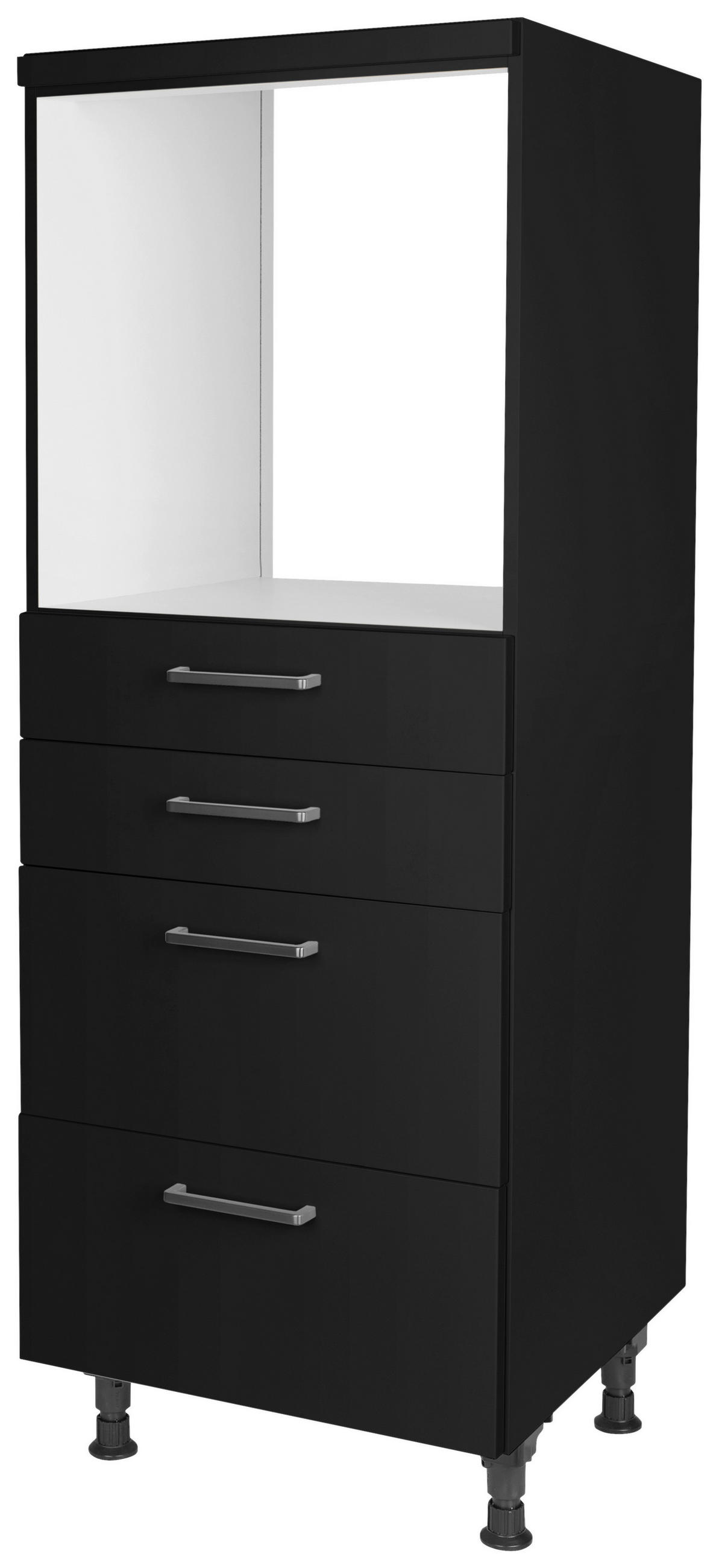 GERÄTEUMBAUSCHRANK 60/168/58 cm  in Schwarz  - Edelstahlfarben/Schwarz, MODERN, Holzwerkstoff/Metall (60/168/58cm) - Nobilia