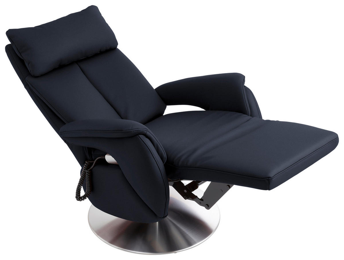 RELAXSESSEL in Leder Dunkelblau  - Edelstahlfarben/Dunkelblau, Konventionell, Leder/Metall (78/110/81cm) - Cantus