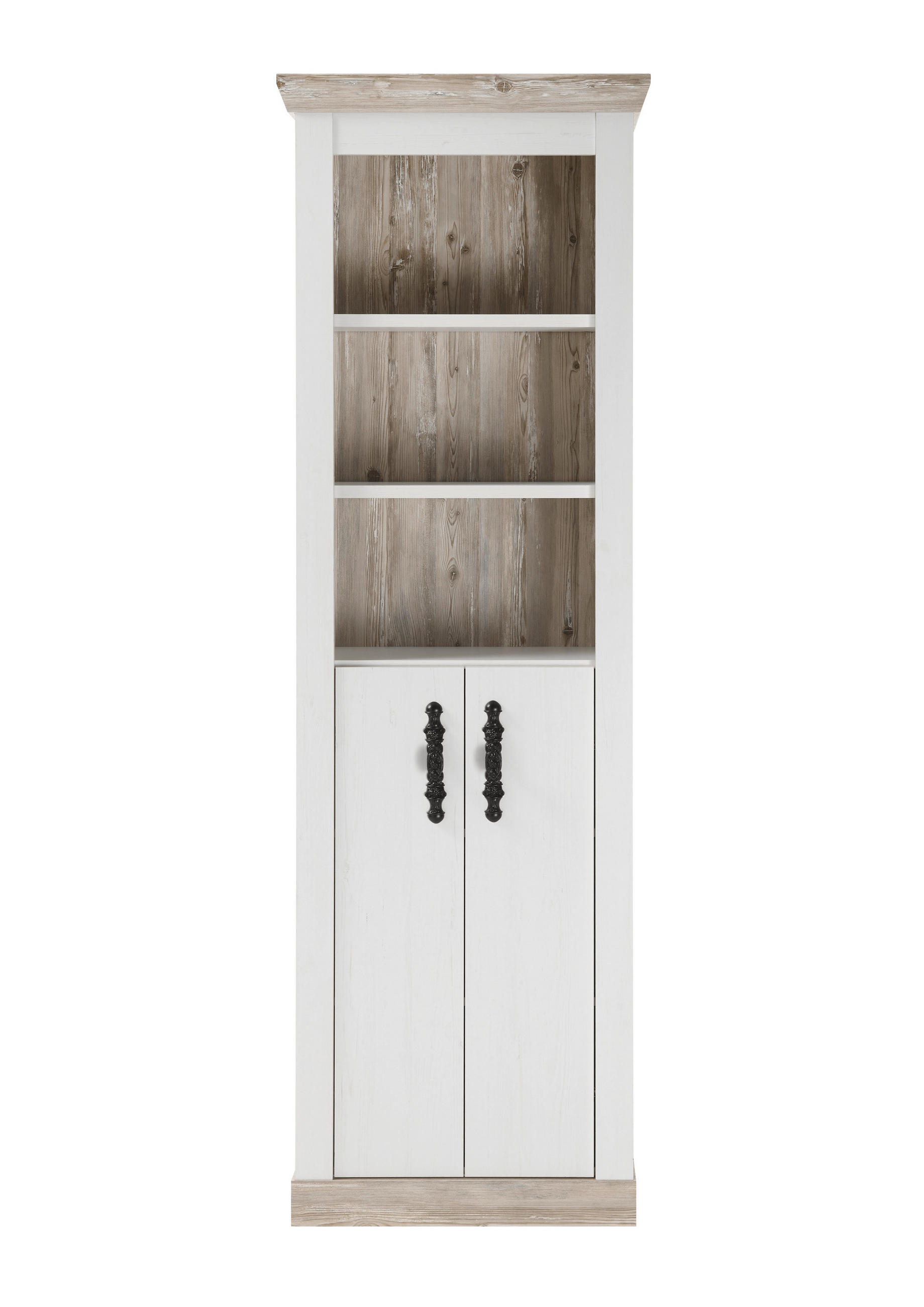 HOCHSCHRANK 65/200/35 cm  - Schwarz/Pinienfarben, Design, Holzwerkstoff/Metall (65/200/35cm) - MID.YOU