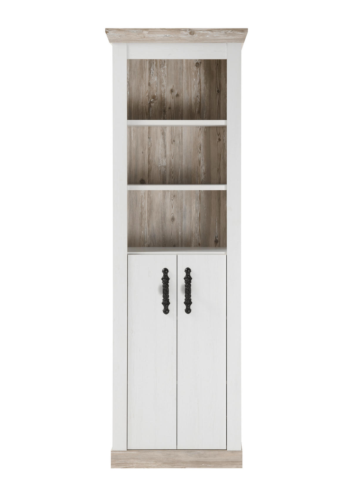 HOCHSCHRANK 65/200/35 cm  - Schwarz/Pinienfarben, Design, Holzwerkstoff/Metall (65/200/35cm) - MID.YOU