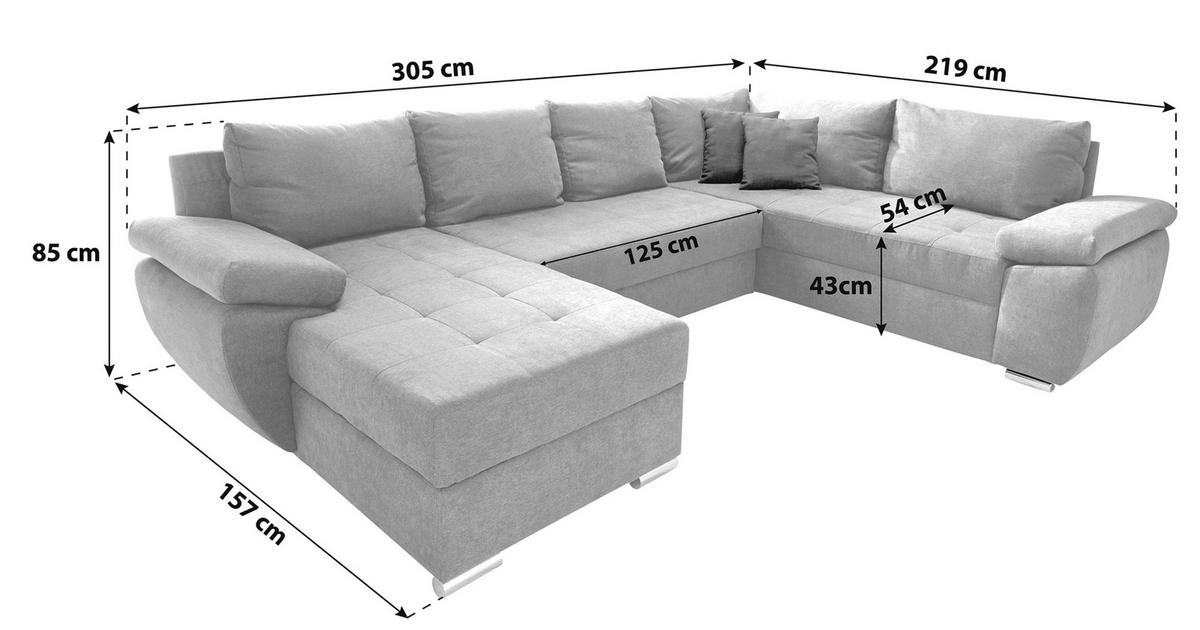 WOHNLANDSCHAFT Anthrazit Mikrofaser  - Chromfarben/Anthrazit, KONVENTIONELL, Textil/Metall (157/305/219cm) - Livetastic