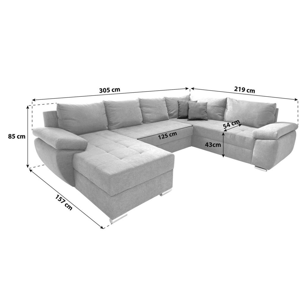 Thumbnail - Livetastic Wohnlandschaft, Anthrazit, Textil, Uni, 5-Sitzer, Füllung: Schaumstoff, U-Form, 305x219 cm, Made in EU, Liege...