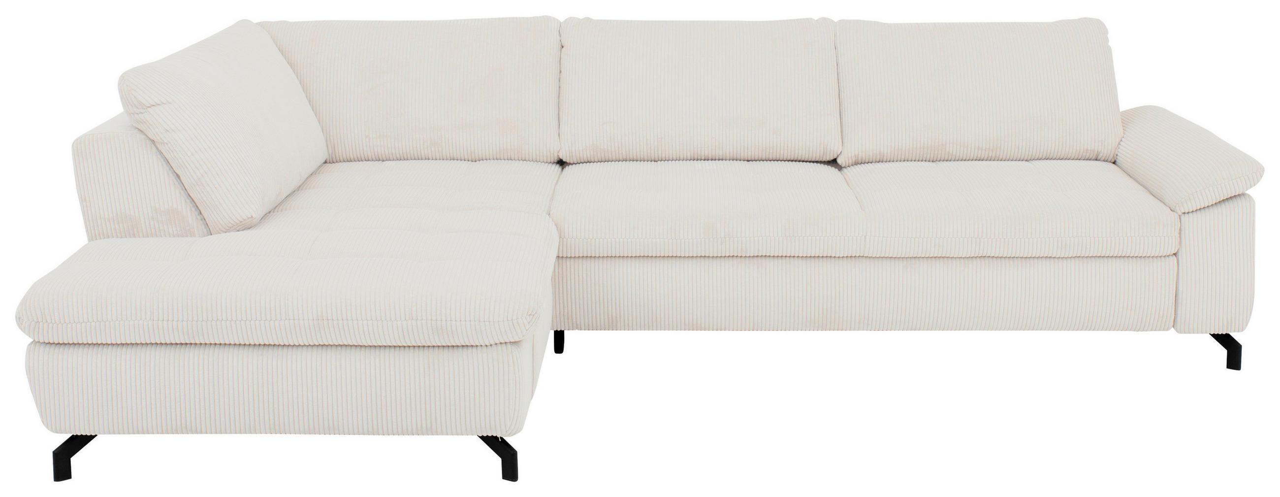 ECKSOFA in Cord, Velours Beige  - Beige/Schwarz, Design, Textil/Metall (197/291cm) - Beldomo Style