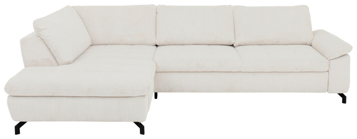 ECKSOFA in Cord, Velours Beige  - Beige/Schwarz, Design, Textil/Metall (197/291cm) - Beldomo Style
