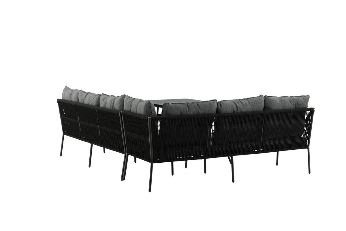 DINING-LOUNGESET 173/196 cm Stahl  - Schwarz, KONVENTIONELL, Metall (173/196cm) - Gardenson