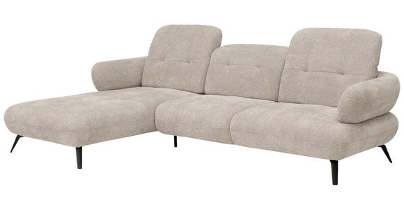 ECKSOFA in Chenille Taupe  180/282 cm  - Taupe/Schwarz, MODERN, Textil/Metall (180/282cm) - Novel