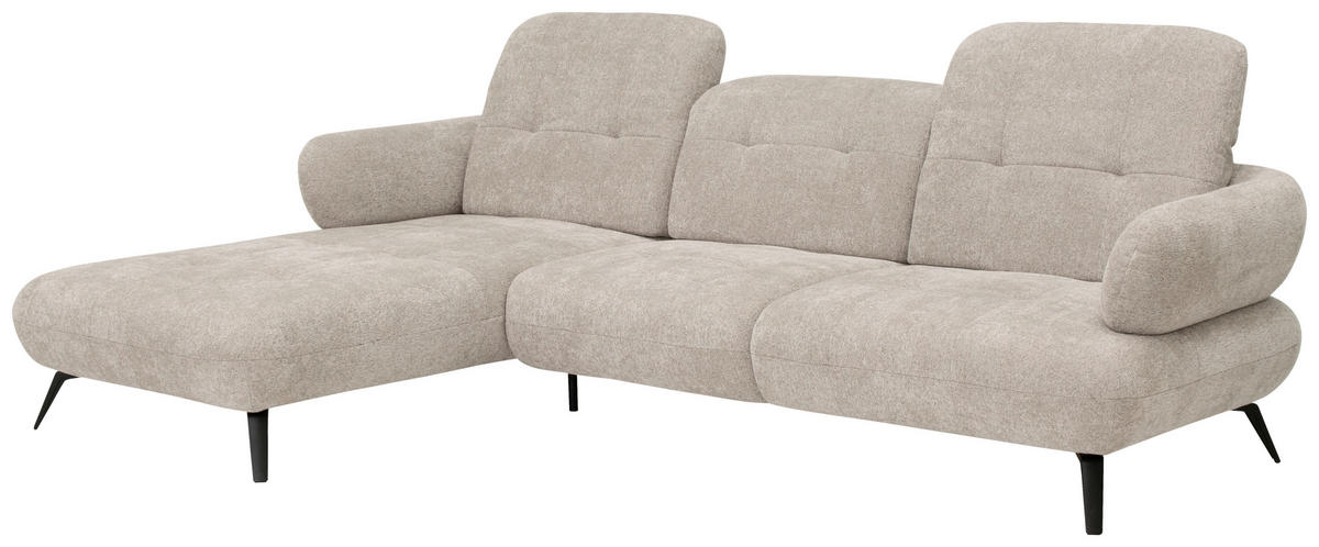 ECKSOFA in Chenille Taupe  180/282 cm  - Taupe/Schwarz, MODERN, Textil/Metall (180/282cm) - Novel