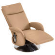 RELAXSESSEL in Leder Hellbraun  - Hellbraun/Edelstahlfarben, Design, Leder/Metall (70/108/80cm) - Cantus