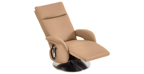 RELAXSESSEL in Leder Hellbraun - Hellbraun/Edelstahlfarben, Design, Leder/Metall (70/108/80cm) - Cantus