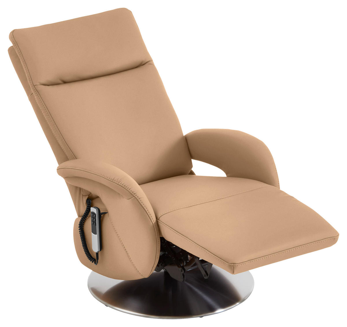 RELAXSESSEL in Leder Hellbraun  - Hellbraun/Edelstahlfarben, Design, Leder/Metall (70/108/80cm) - Cantus