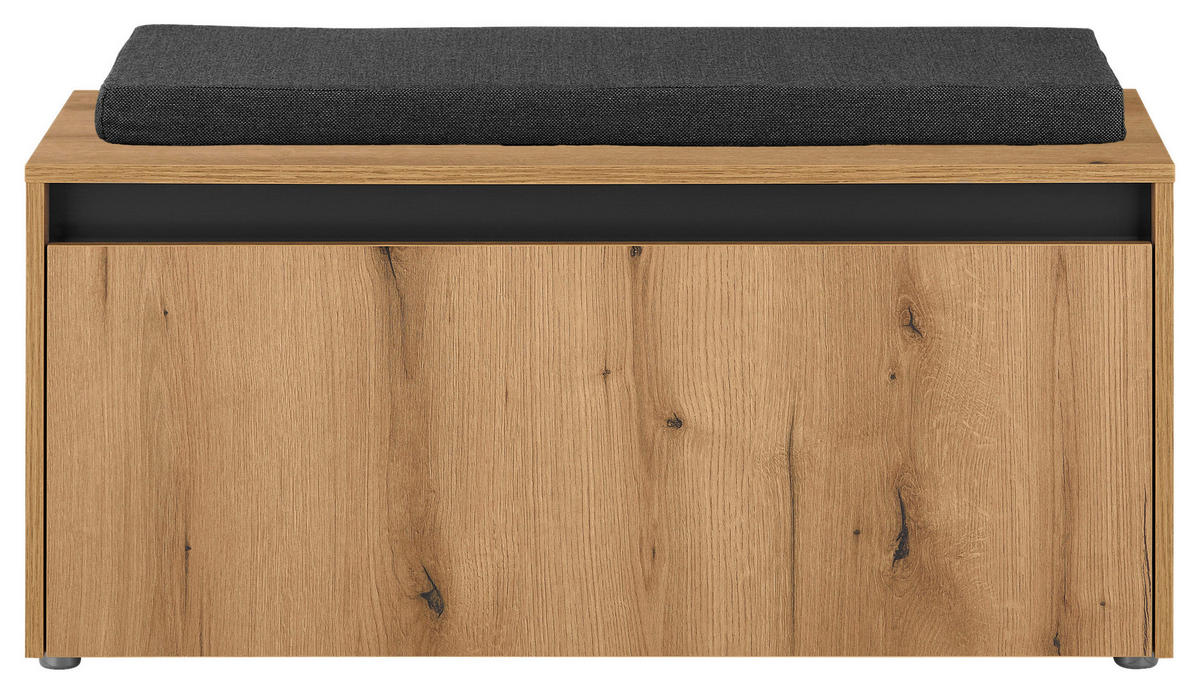 GARDEROBENBANK  in 100/45/40 cm  - Eichefarben/Anthrazit, Design, Kunststoff/Textil (100/45/40cm) - Modante
