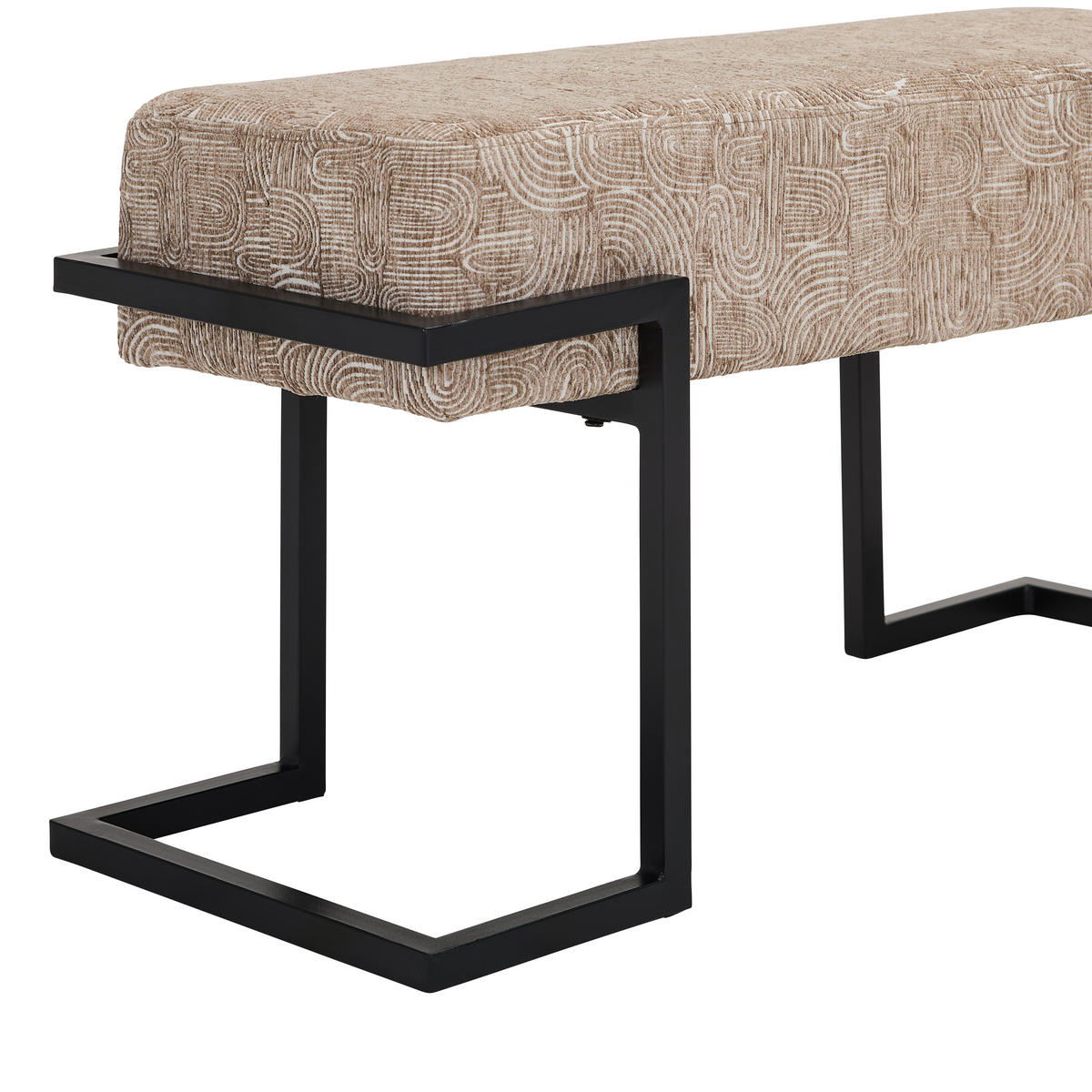 SITZBANK 80/42/33 cm Webstoff Schwarz, Beige  - Beige/Schwarz, Design, Textil/Metall (80/42/33cm) - Novel