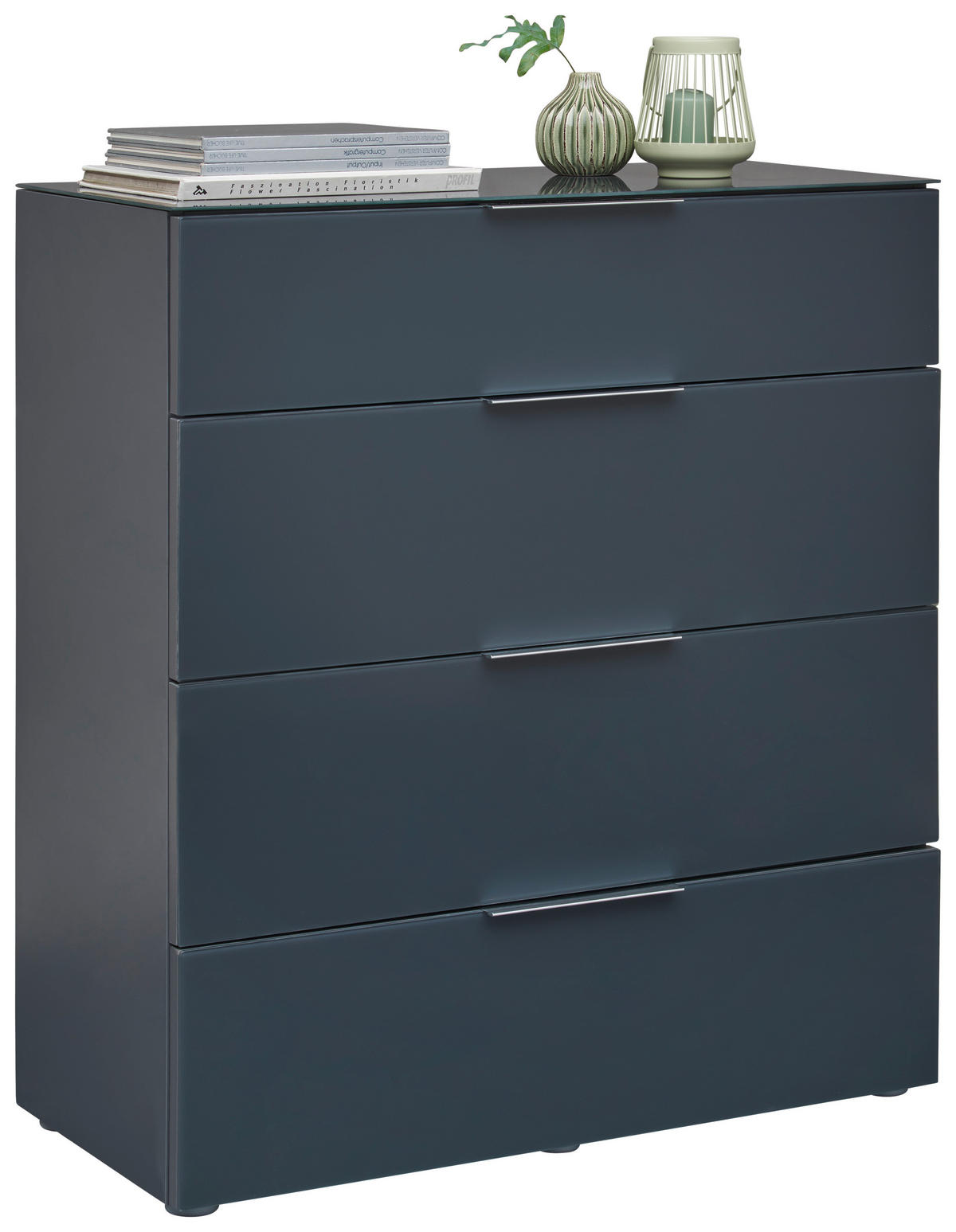 KOMMODE 90/101/42 cm  in Anthrazit  - Anthrazit/Alufarben, Design, Glas/Holzwerkstoff (90/101/42cm) - Voleo