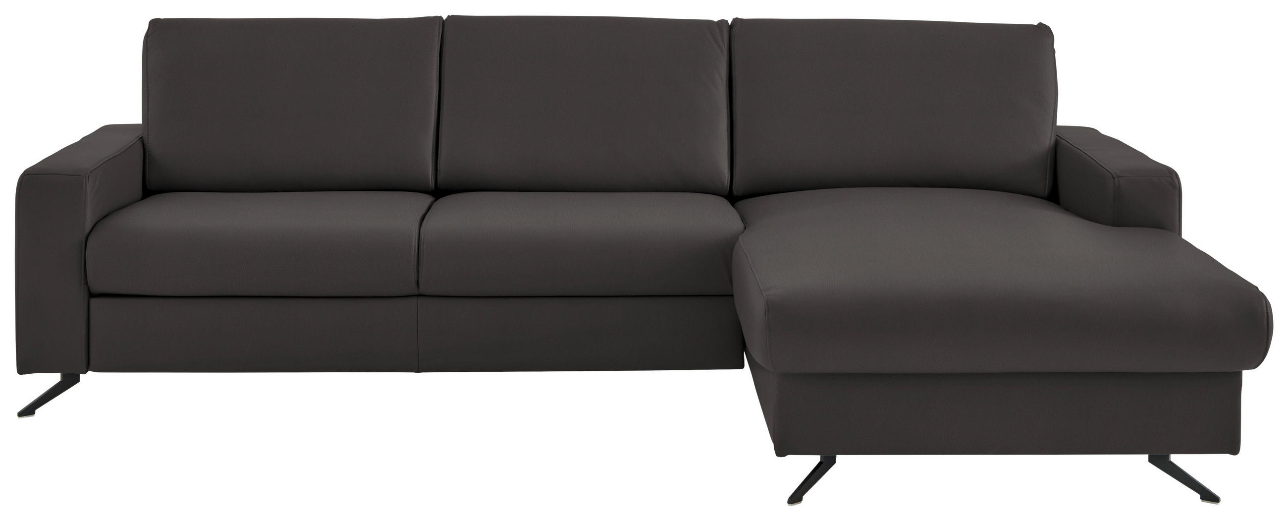 ECKSOFA in Echtleder Grau  267/165 cm  - Schwarz/Grau, Design, Leder/Metall (267/165cm) - Beldomo Premium