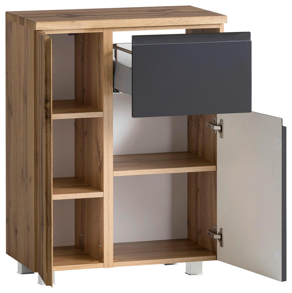 UNTERSCHRANK 65/79/35 cm   - Eiche Wotan/Grau, MODERN, Holzwerkstoff (65/79/35cm) - Held