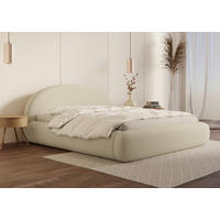 POLSTERBETT 180/200 cm,  in Beige, gepolstertes Kopfteil, Lattenrost, Bettkasten,  - Beige/Schwarz, Design, Holz/Textil (180/200cm) - Chameo