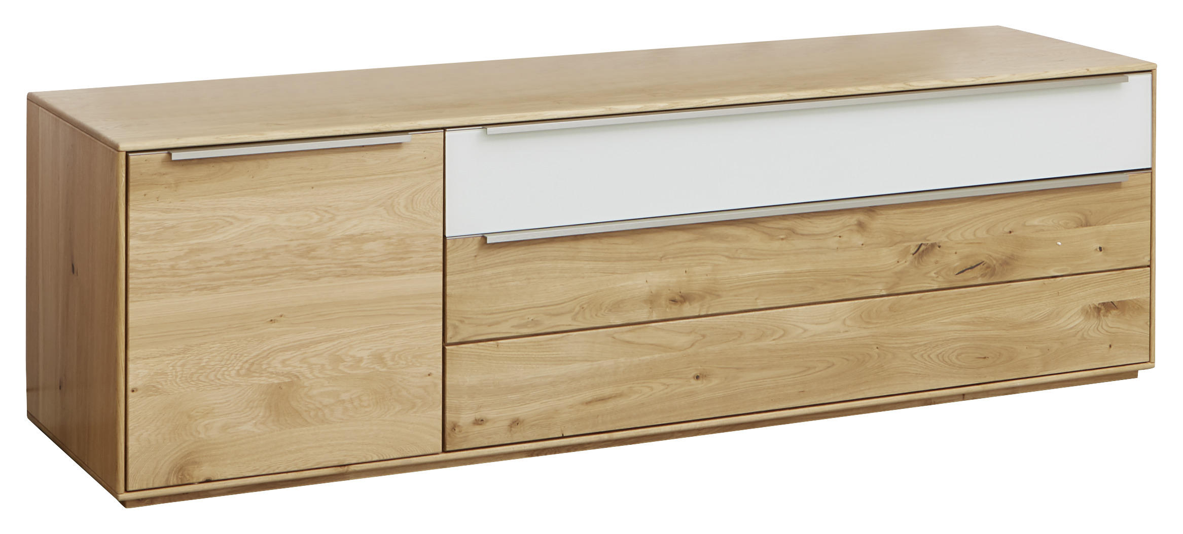 LOWBOARD  in 182/54/50 cm  - Eichefarben/Silberfarben, Design, Glas/Holz (182/54/50cm) - Waldwelt