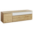LOWBOARD  in 182/54/50 cm  - Eichefarben/Silberfarben, Design, Glas/Holz (182/54/50cm) - Waldwelt