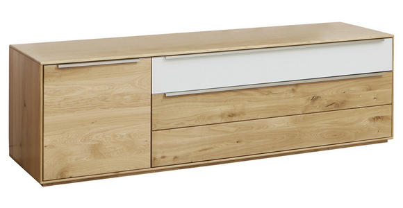 LOWBOARD in 182/54/50 cm - Eichefarben/Silberfarben, Design, Glas/Holz (182/54/50cm) - Waldwelt