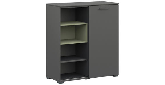 KOMMODE in 100/108/41,9 cm - Salbeigrün/Anthrazit, Design, Holzwerkstoff/Metall (100/108/41,9cm) - Cantus