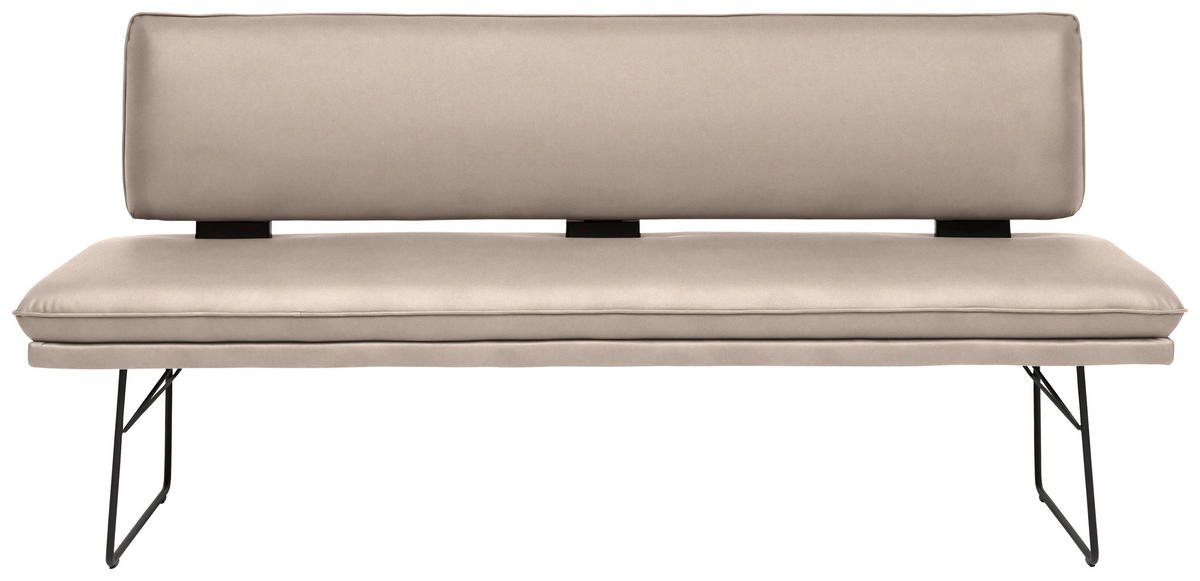 SITZBANK in Metall, Textil Schwarz, Greige  - Greige/Schwarz, Design, Textil/Metall (195/91/65cm) - Dieter Knoll