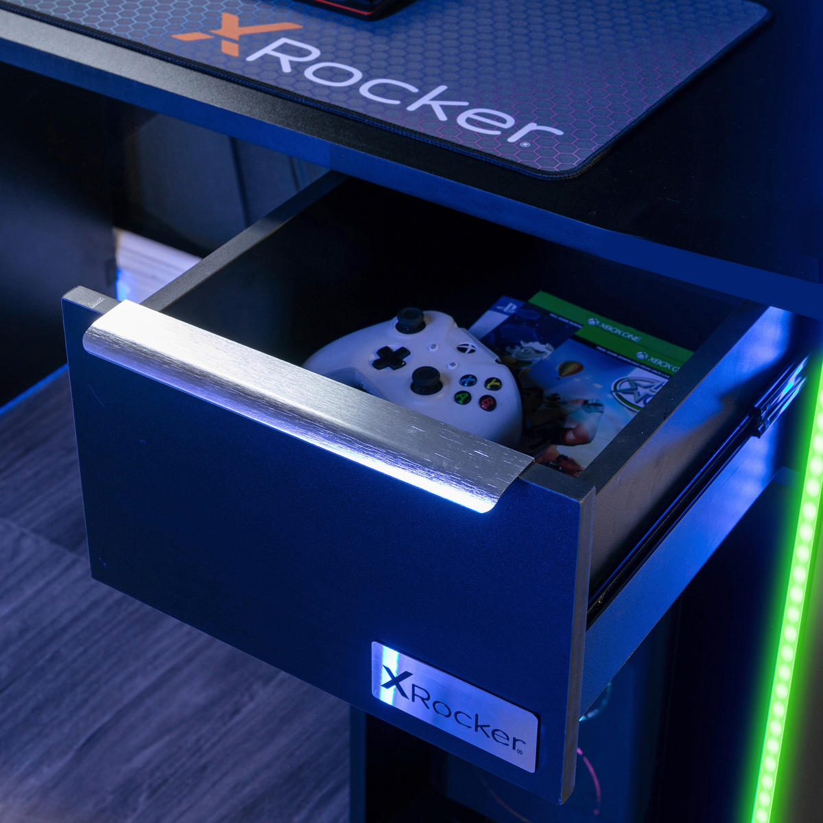 GAMINGTISCH Schwarz  - Grau Hochglanz/Schwarz, MODERN, Holzwerkstoff/Metall (110/55/95cm) - X Rocker