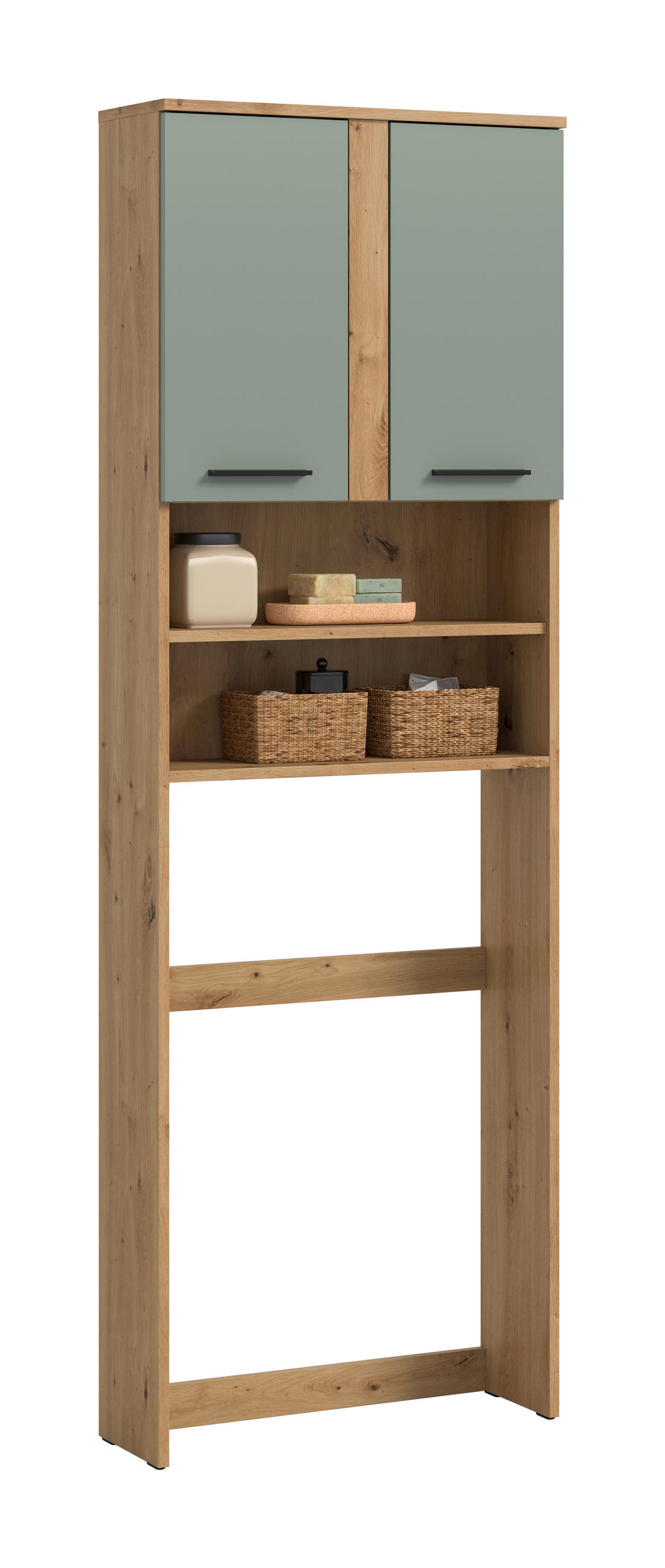 WASCHMASCHINENSCHRANK BLAKE 63/191/25 cm  - Salbeigrün/Schwarz, Trend, Holzwerkstoff/Kunststoff (63/191/25cm) - MID.YOU