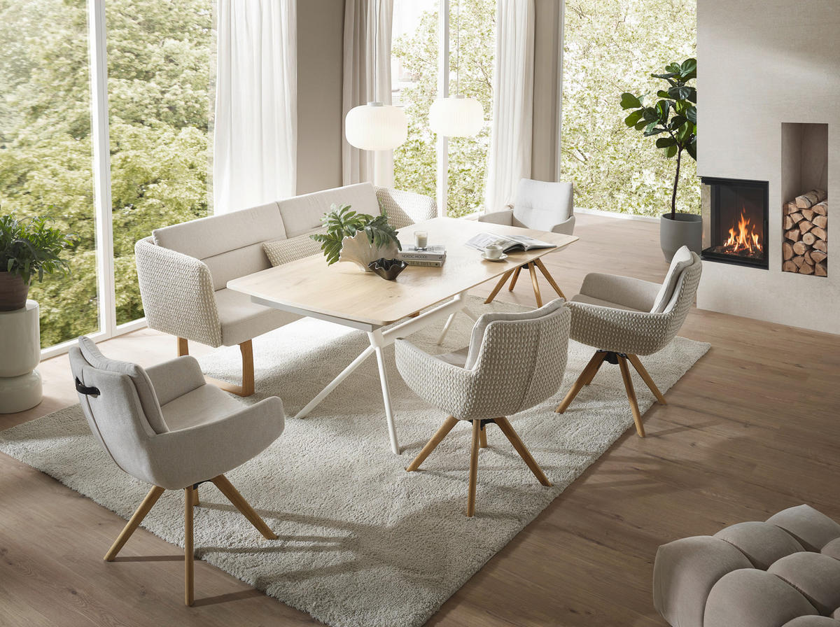 ESSTISCH      - Eiche Bianco/Creme, Design, Holz/Metall (200/100/76cm) - Valnatura
