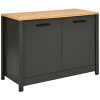 SPÜLENUNTERSCHRANK 130,3/92/60 cm  in Anthrazit, Eiche Artisan  - Anthrazit/Schwarz, MODERN, Holzwerkstoff/Metall (130,3/92/60cm) - home24