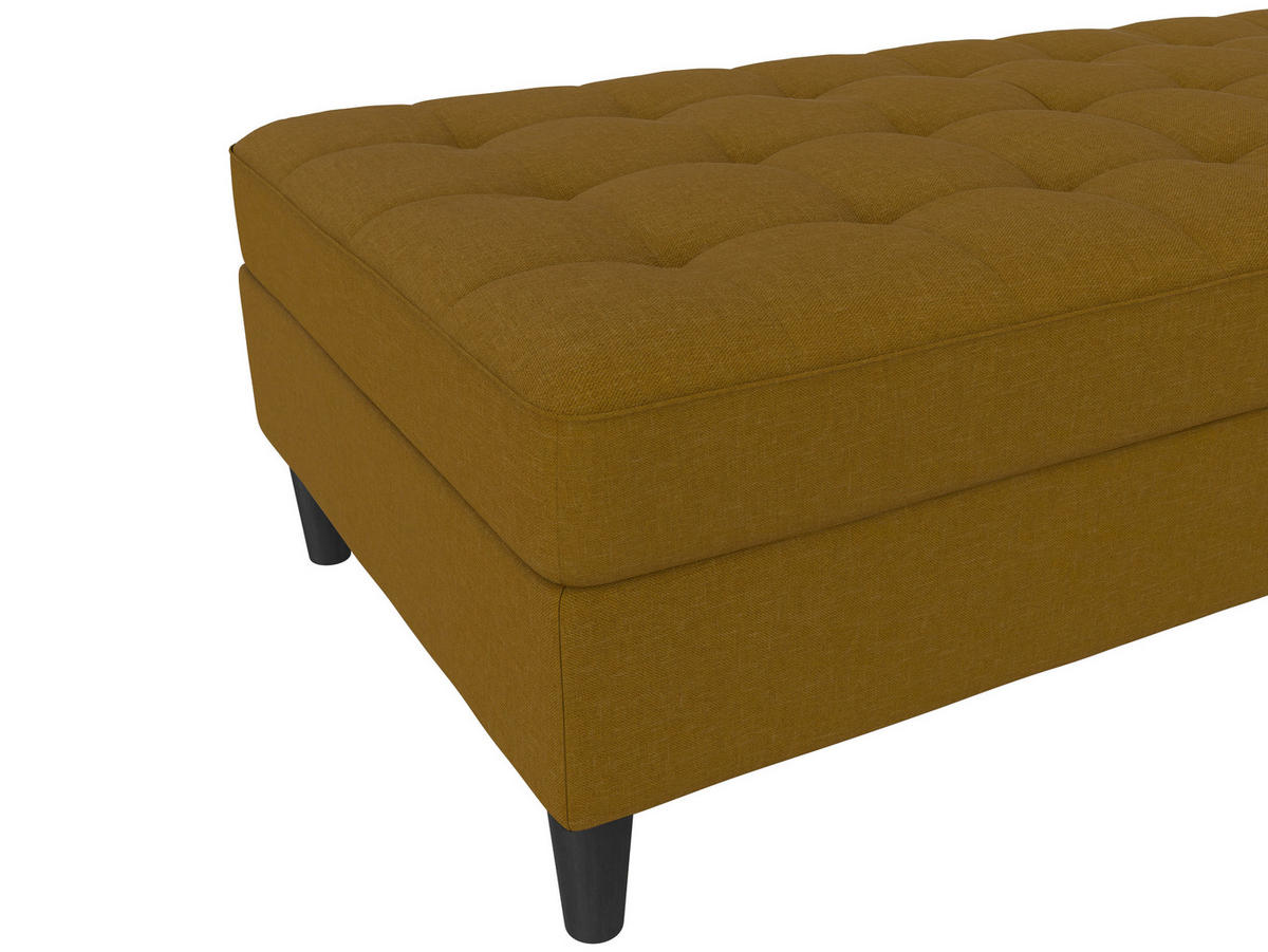 HOCKER PALERMO Webstoff, Leinenoptik Currygelb  - Currygelb/Schwarz, Basics, Kunststoff/Textil (130/43/69cm) - Livetastic
