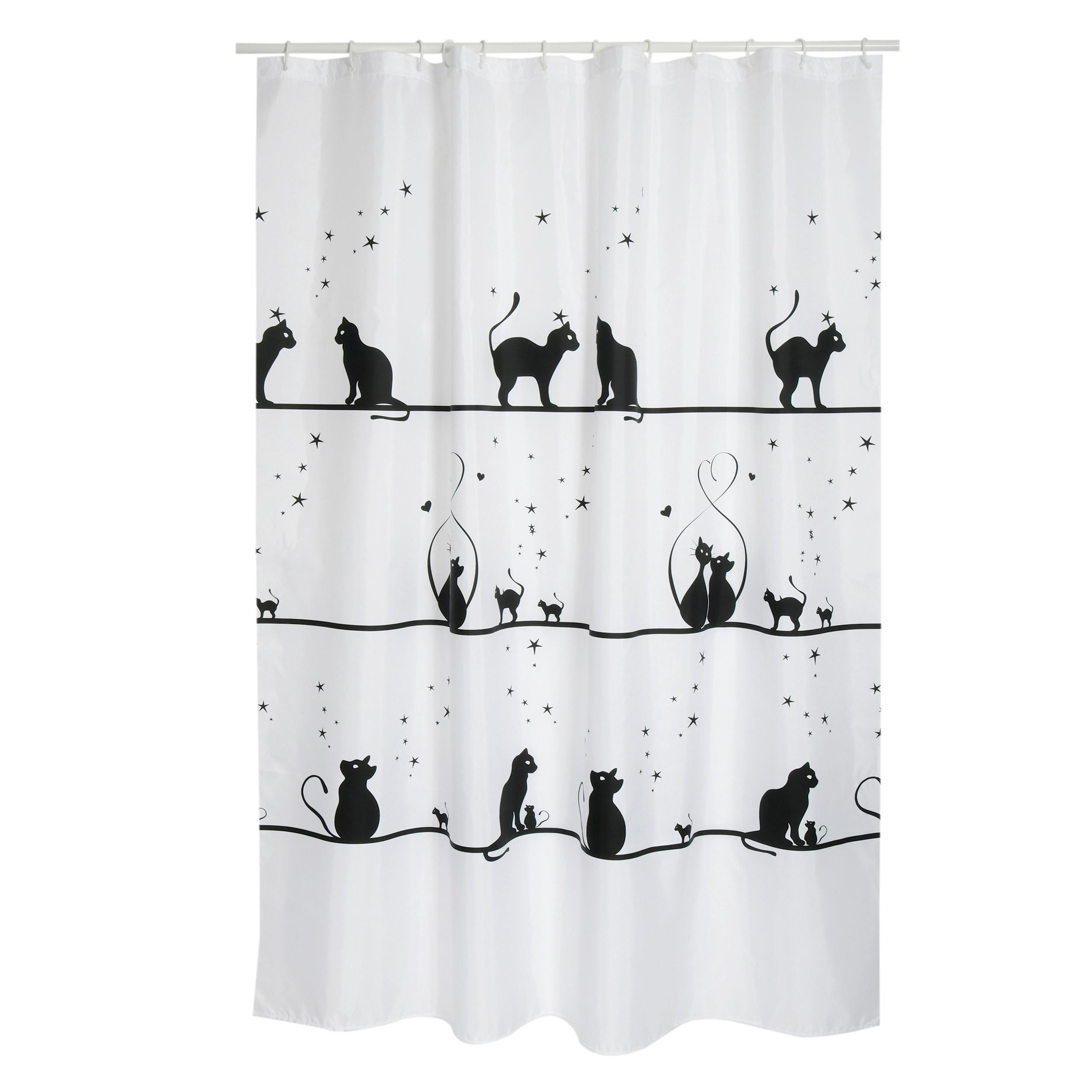 DUSCHVORHANG KITTENS 180/200 cm  - Schwarz, Basics, Textil (180/200cm) - MSV