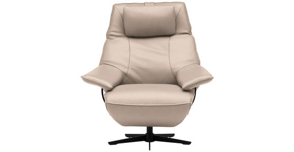 RELAXSESSEL in Leder Creme  - Creme/Schwarz, Design, Leder/Metall (92/79/82cm) - Dieter Knoll
