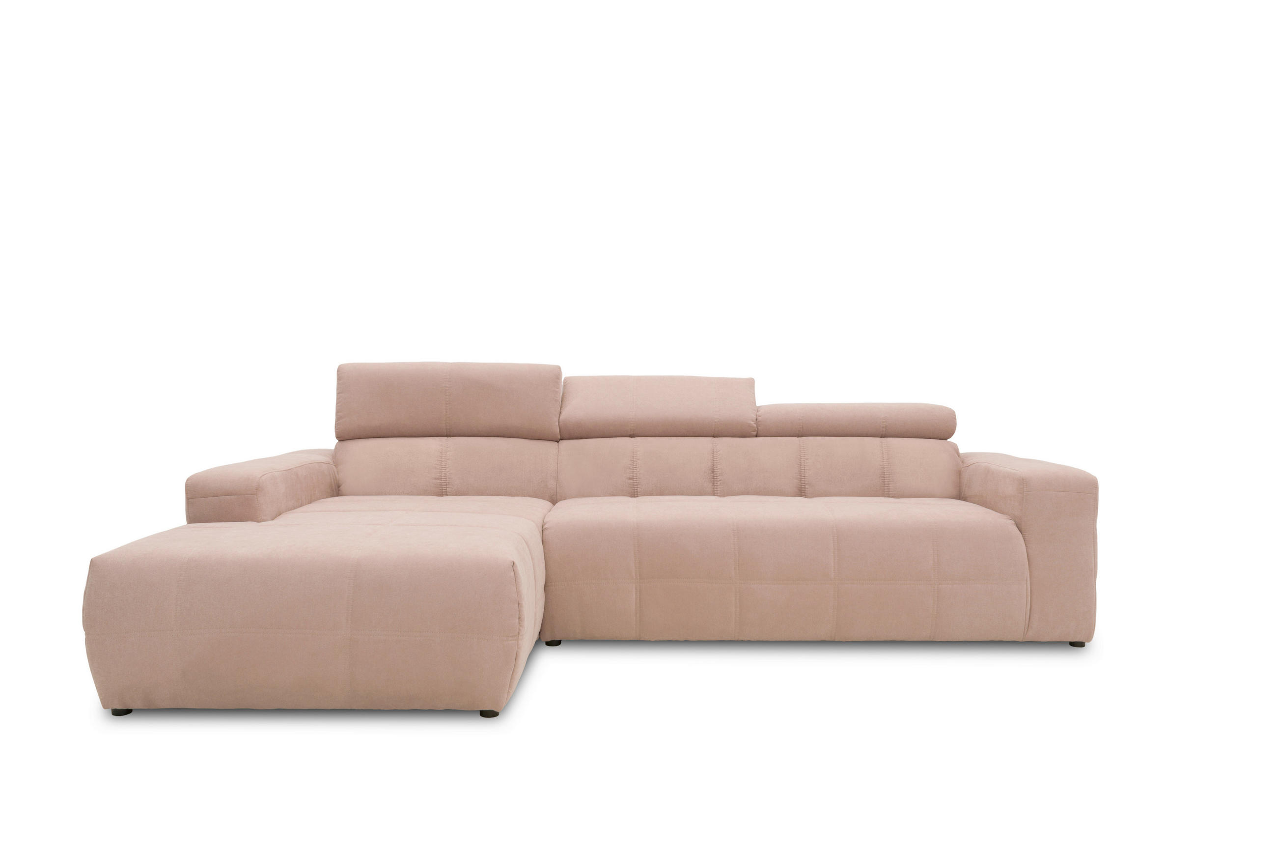 ECKSOFA  in Mikrofaser Rosa Kopfteilverstellung  175/285 cm  - Schwarz/Rosa, Design, Kunststoff/Textil (175/285cm) - MID.YOU