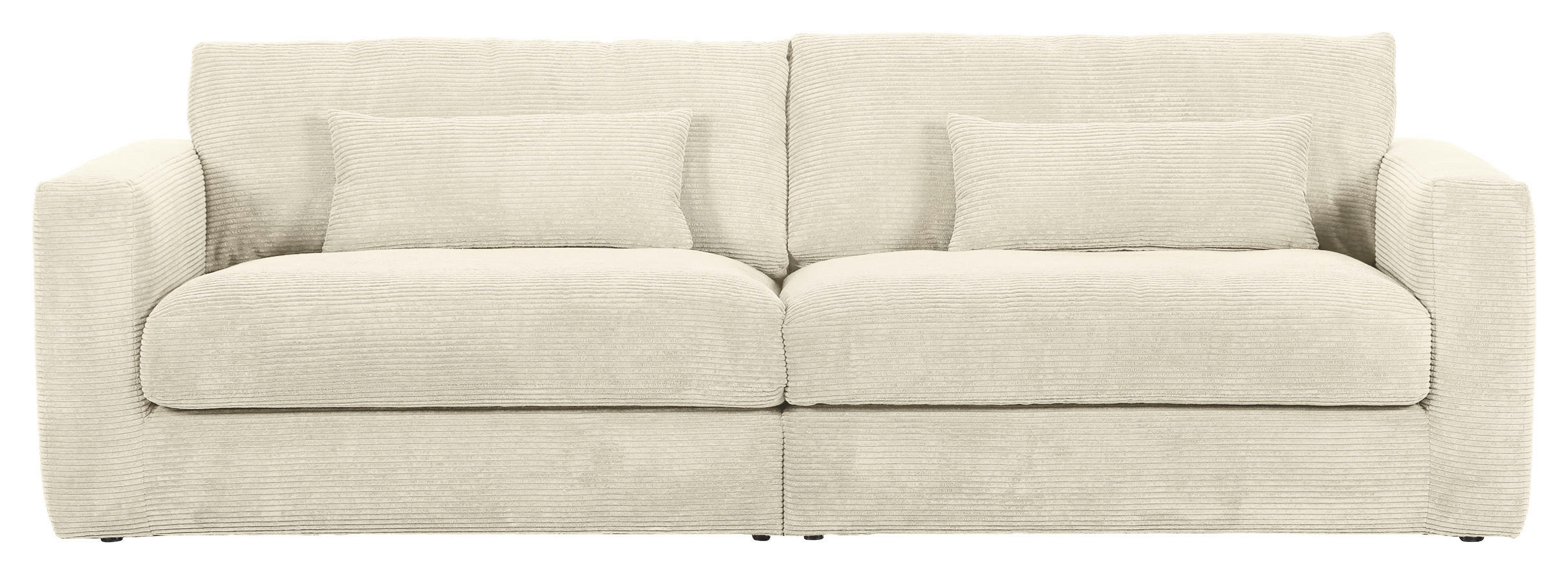 BIGSOFA Cord Naturfarben  - Schwarz/Naturfarben, Konventionell, Kunststoff/Textil (260/66/115cm) - MID.YOU