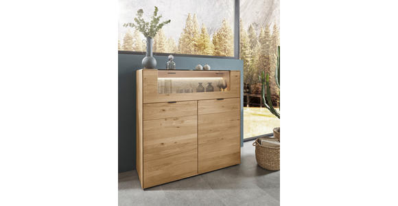 HIGHBOARD Wildeiche  121,9/121,5/45,2 cm  - Wildeiche, Natur, Glas/Holz (121,9/121,5/45,2cm) - Valnatura