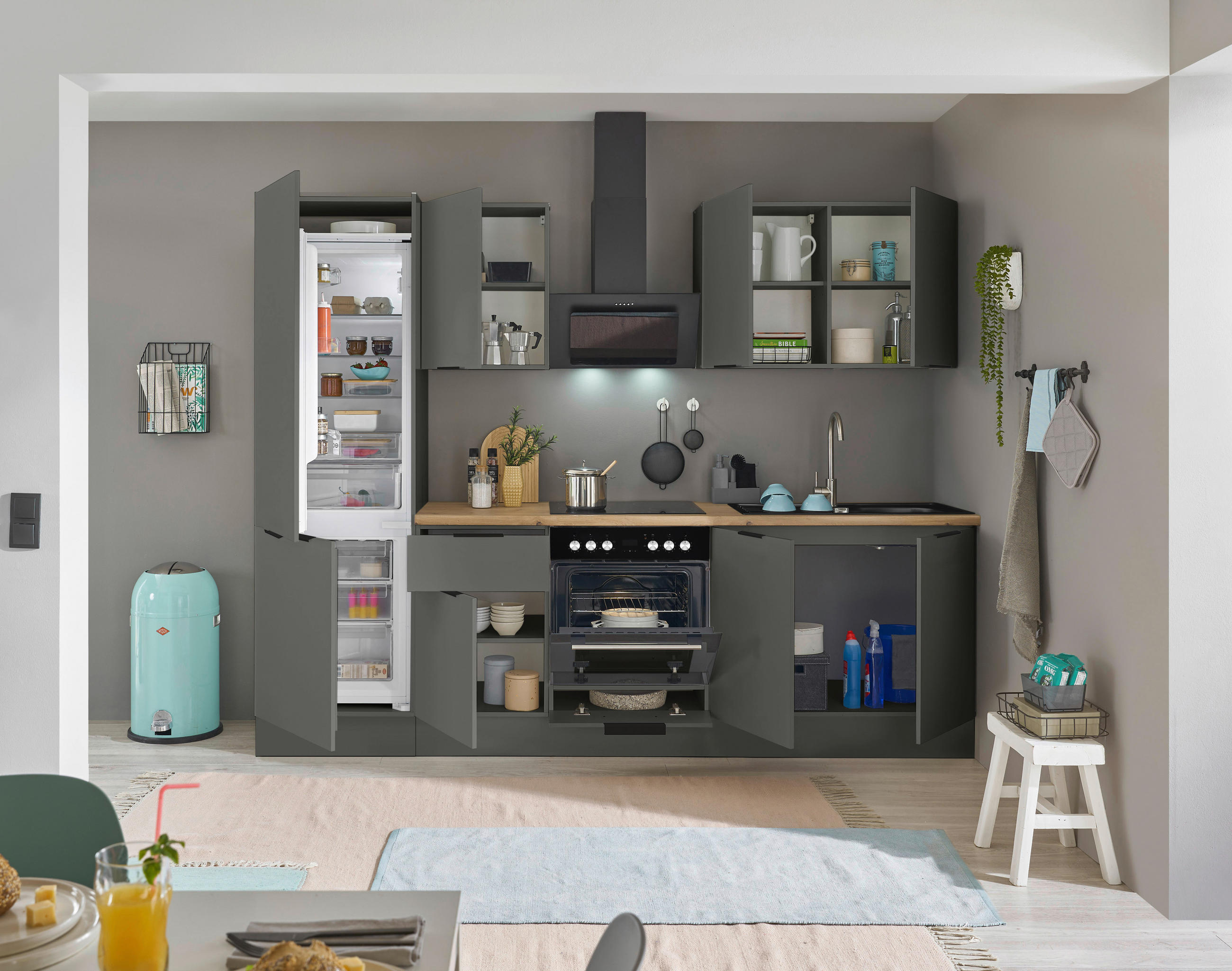 CORP APARATE ÎNCORPORABILE 60/211/57 cm   - grafit/negru, Basics, metal/material pe bază de lemn (60/211/57cm) - Xora