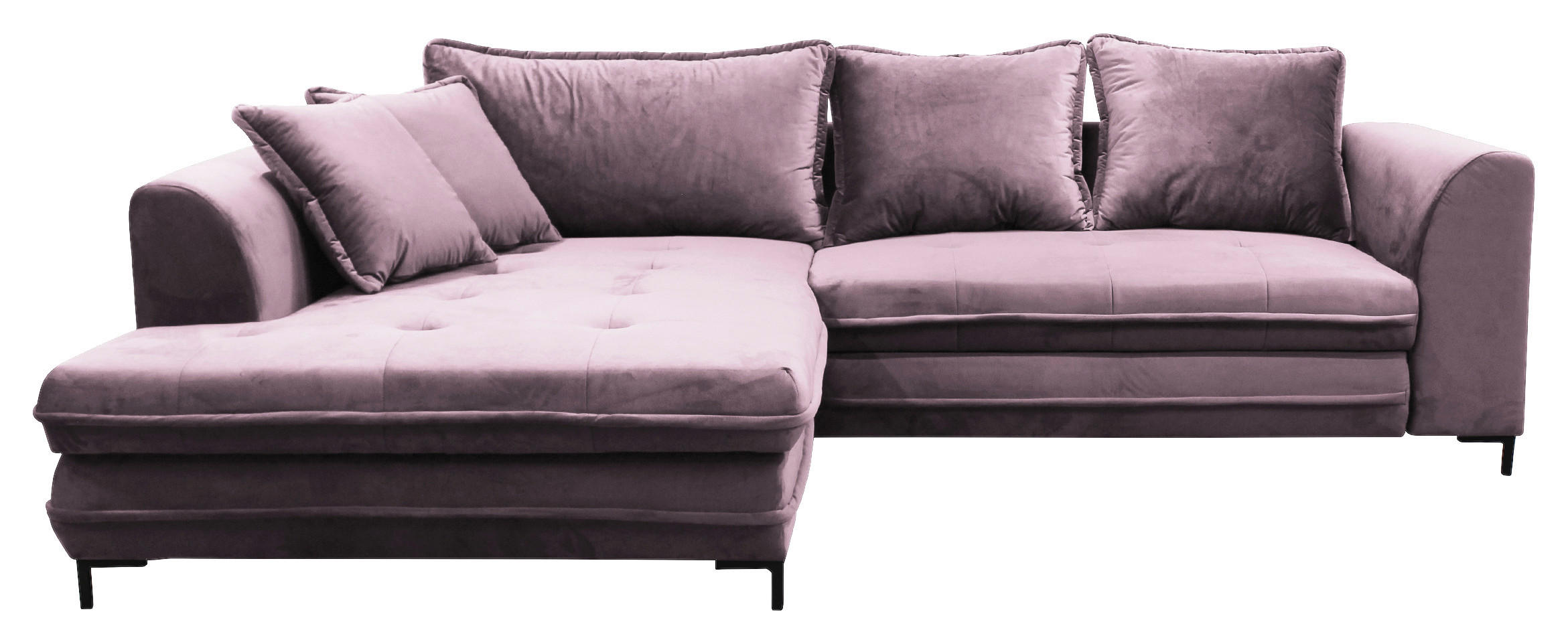 ECKSOFA Beere Velours  - Beere/Beige, Design, Textil/Metall (187/277cm) - Livetastic