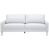 3-SITZER-SOFA in Echtleder Weiss  - Chromfarben/Weiss, Design, Leder/Metall (204/81/97cm) - Pure Home Lifestyle