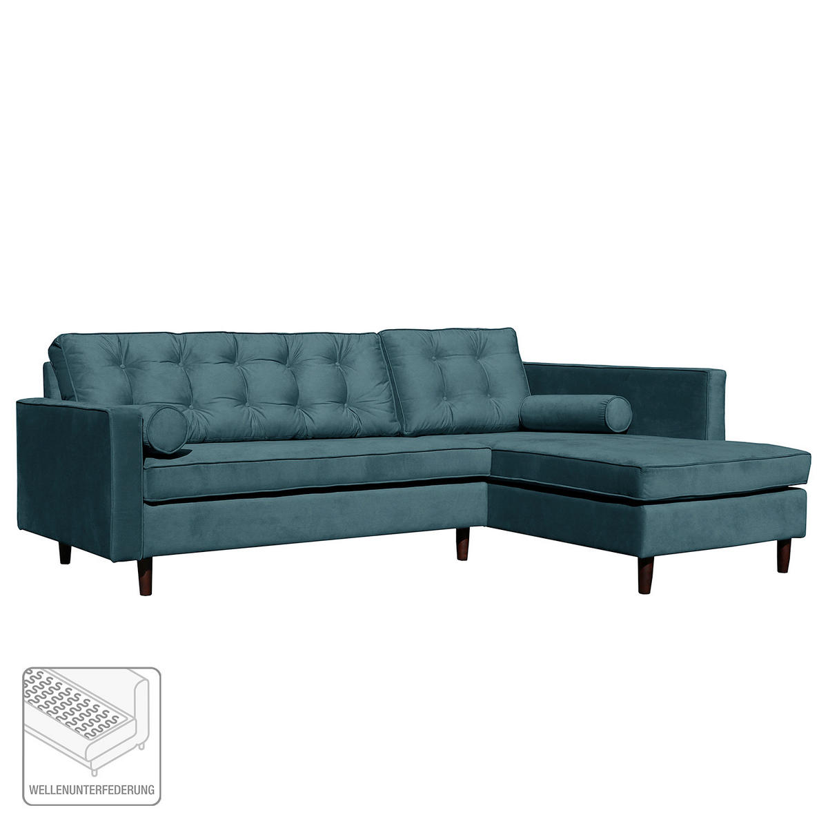 ECKSOFA VANCOUVER Dunkelblau Mikrofaser Zierkissen, Rückenkissen  - Braun/Dunkelblau, Design, Holz/Textil (240/169cm) - P & B