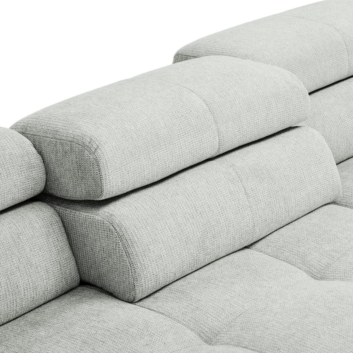 ECKSOFA Hellgrau Flachgewebe  - Chromfarben/Hellgrau, KONVENTIONELL, Textil/Metall (282/224cm) - Hom`in