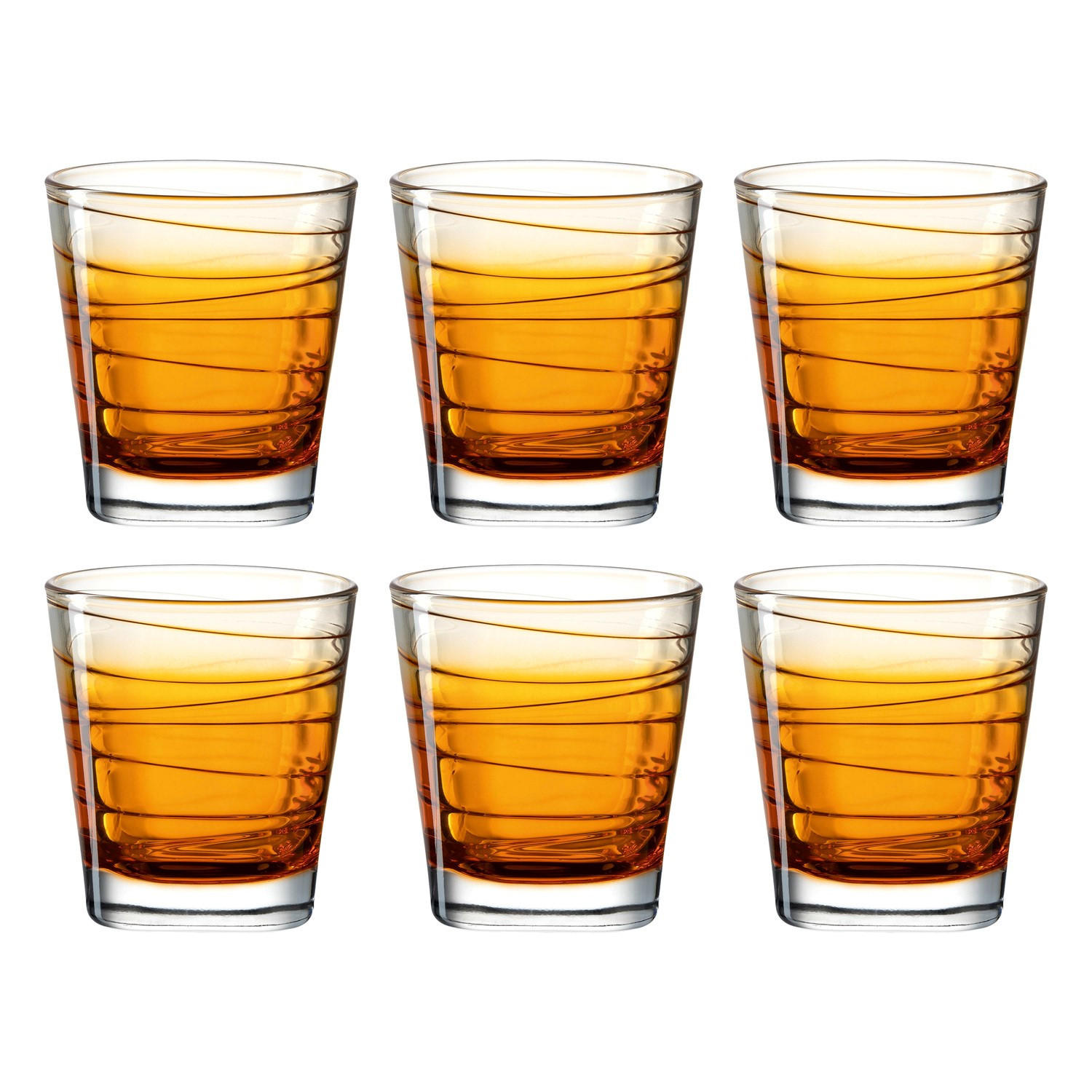 WHISKY-GLÄSERSET 250 ml 6-teilig  - Orange, Design, Glas - Leonardo