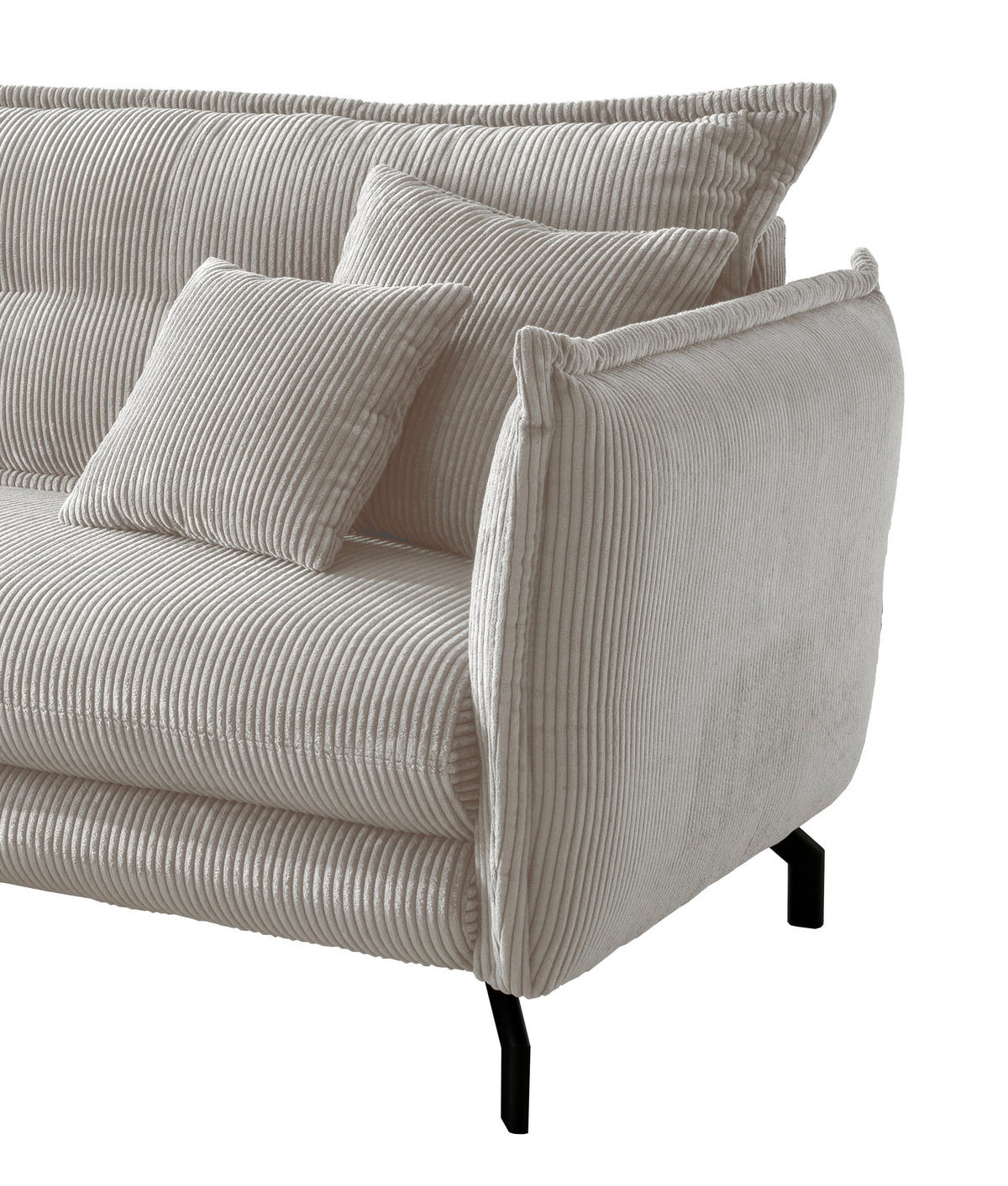 ECKSOFA Silberfarben Cord  - Silberfarben/Schwarz, MODERN, Textil/Metall (180/255cm) - Livetastic