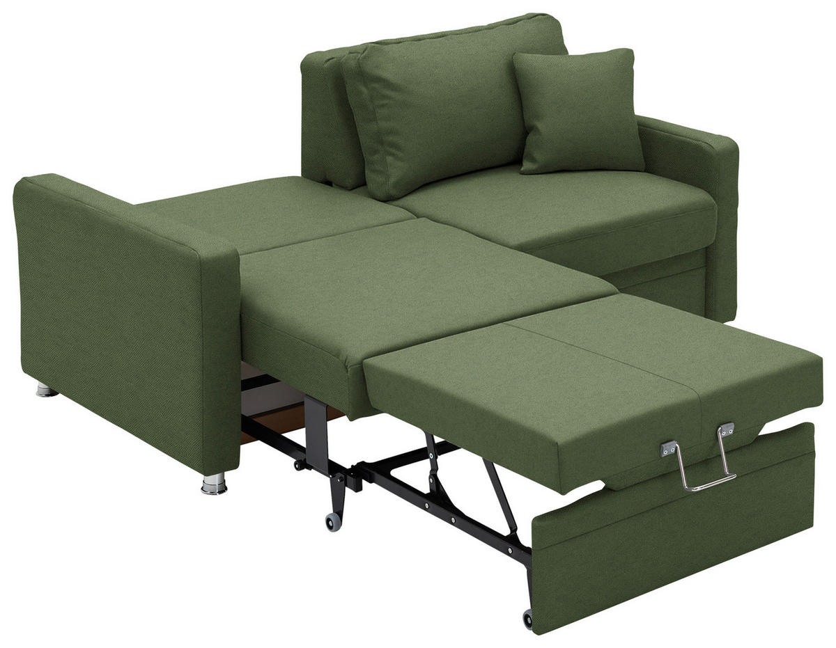 SCHLAFSOFA Chenille Grün  - Chromfarben/Grün, KONVENTIONELL, Textil/Metall (186/90/100cm) - Beldomo Style