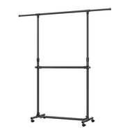 KLEIDERWAGEN in Schwarz 101-165/115-180/49 cm   - Schwarz, Trend, Kunststoff/Metall (101-165/115-180/49cm) - Boxxx