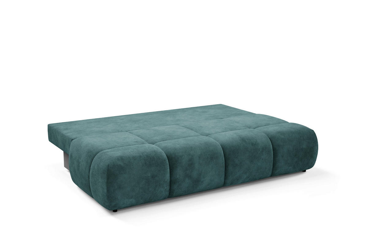 SCHLAFSOFA MARON  mit Samt Petrol  - Petrol/Schwarz, Design, Kunststoff/Textil (219/94/110cm) - Livetastic
