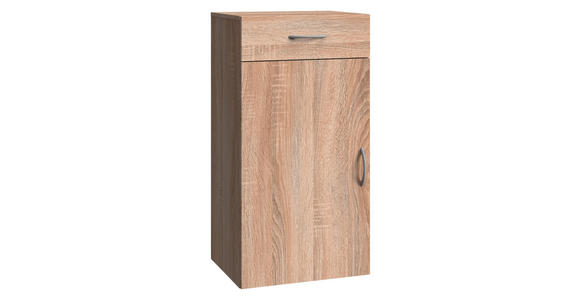 KOMMODE , 40/98/40 cm, 1 Schublade(n)  - Eichefarben/Alufarben, Basics, Holzwerkstoff/Kunststoff (40/98/40cm) - Xora