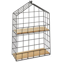 WANDREGAL Tanne Schwarz  - Schwarz, Basics, Holz/Metall (40/60/15cm) - Ambia Home