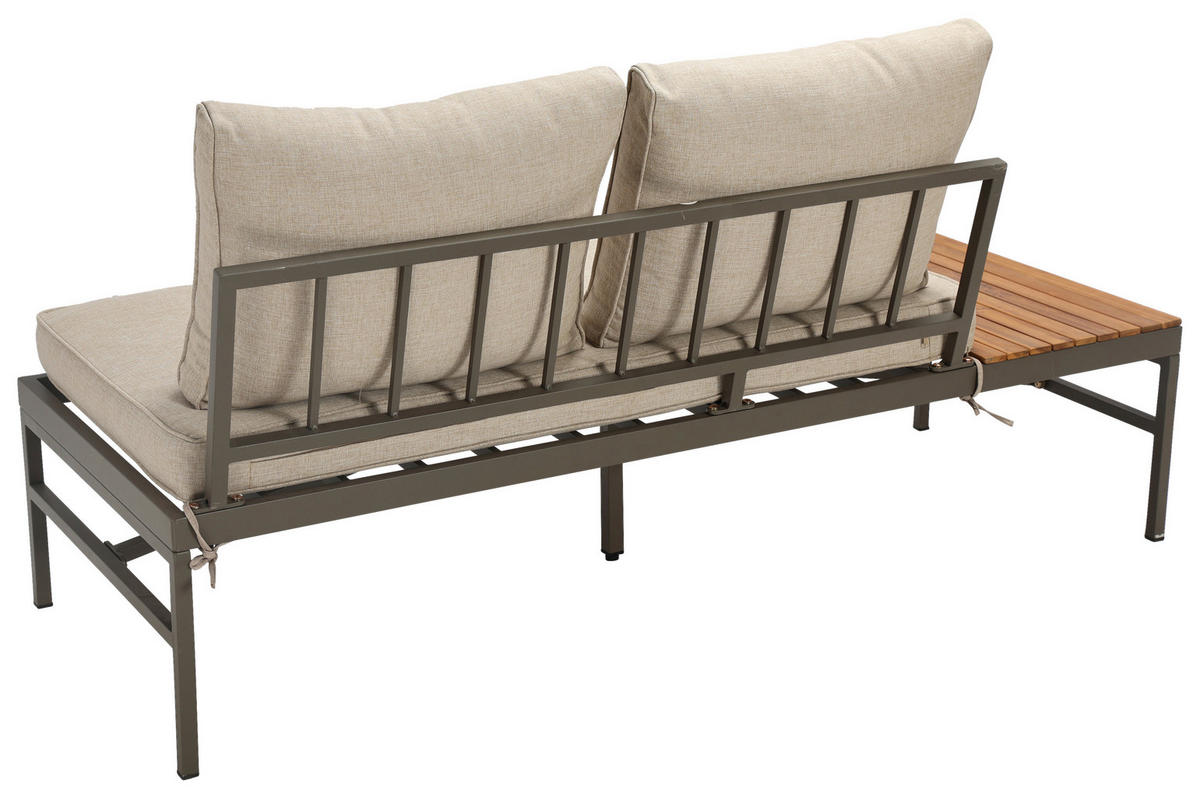 LOUNGEGARNITUR   57/35/57 cm Akazie vollmassiv Aluminium  - Beige/Beigebraun, MODERN, Holz/Textil (57/35/57cm) - Ambia Garden