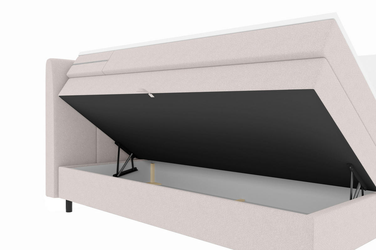 BOXSPRINGBETT 180/200 cm  in Greige  - Greige/Schwarz, KONVENTIONELL, Textil/Metall (180/200cm) - Boxxx