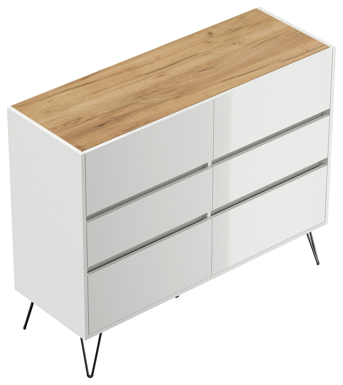 SIDEBOARD Posseik Industrial 120/93,6/42 cm 6 Schublade(n)  - Elfenbein/Weiß Hochglanz, Design, Holzwerkstoff/Metall (120/93,6/42cm) - P & B